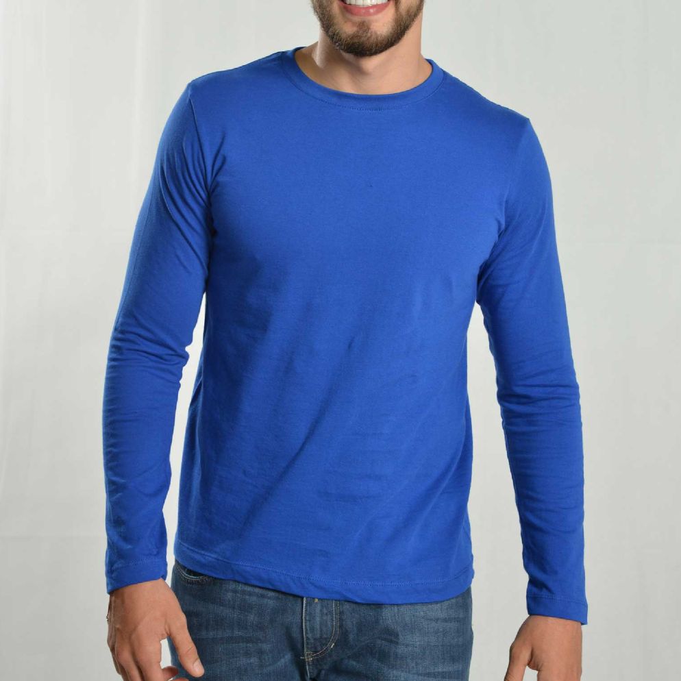 Camiseta Hombre Cuello redondo manga Larga 100% Algod&oacute;n